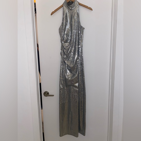 Halston Zenia Mock Neck Gown - Picture 7 of 8